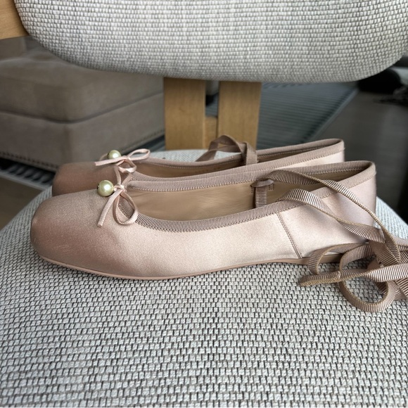 CHRISTIAN DIOR Satin Grosgrain D-Joy Ballet Flats in Pink Beige - Picture 4 of 11